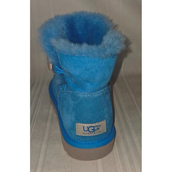 UGG Australia Mini Bailey Button Blue Suede Ankle Boots Women US 8 #3352 - Picture 3 of 12
